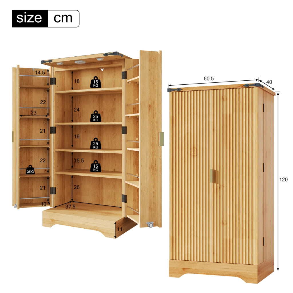 Mobile alto da cucina con LED a sensore e ripiani regolabili 120x60;5x40 cm
