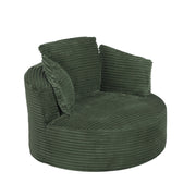 Poltrona rotonda in corduroy - con seduta profonda e schienale imbottito - per soggiorno o studio - verde