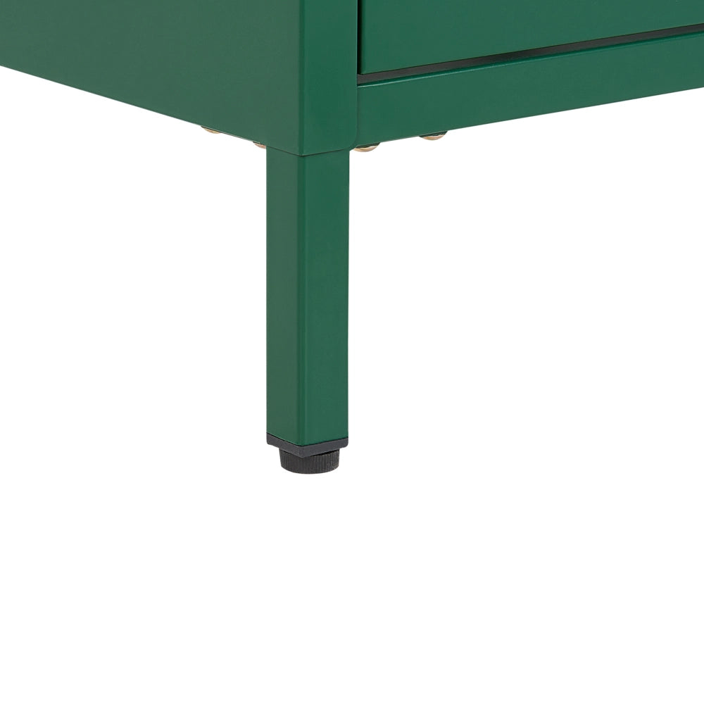 Comodino in Acciaio Verde Design Industriale 2 Cassetti Camera da Letto Mobili Contenitori