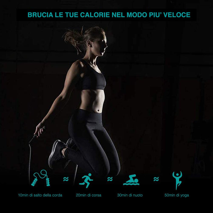 Corda per Saltare 3m in acciaio verniciato e PVC Regolabile nero