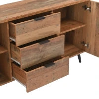 Credenza Vintage in Legno Marrone con 3 Cassetti e Ripiani Regolabili per Soggiorno e Sala da Pranzo, Marrone antico