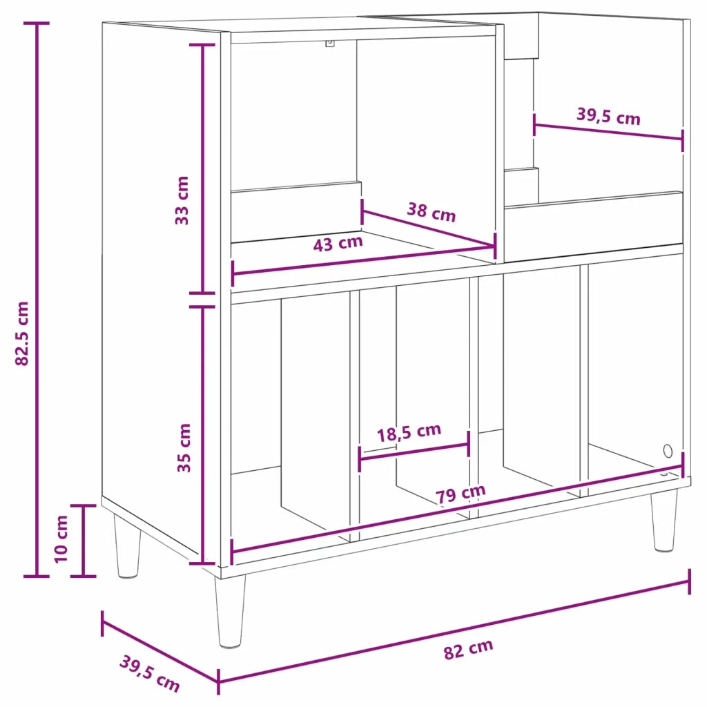 Supporto per giradischi Rovere Fumo 82 x 39,5 x 82,5 cm 8012886