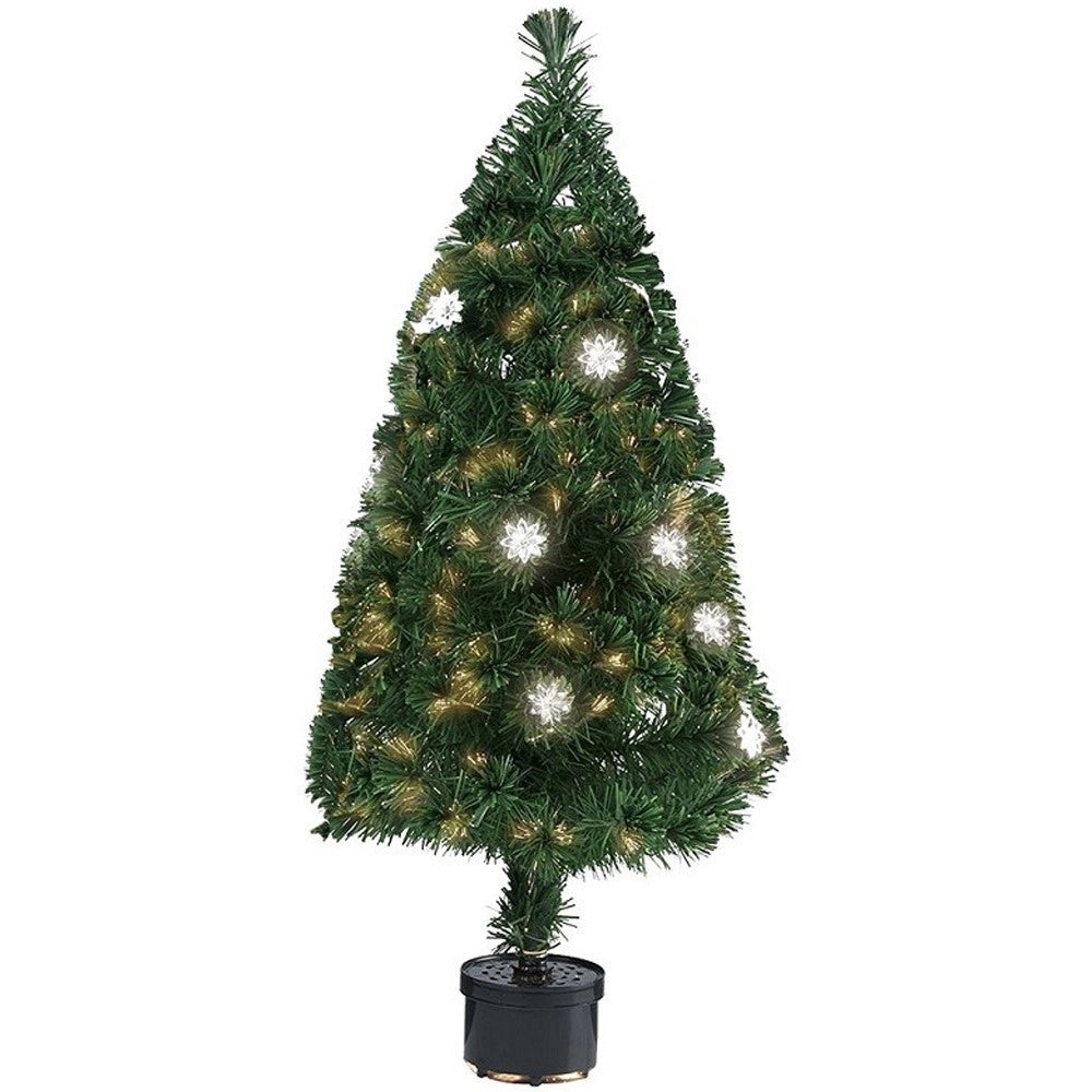 Trade Shop - Albero Di Natale Fibra Ottica Flower 90cm 100 Punte Con 12 Fiori Colore Verde -