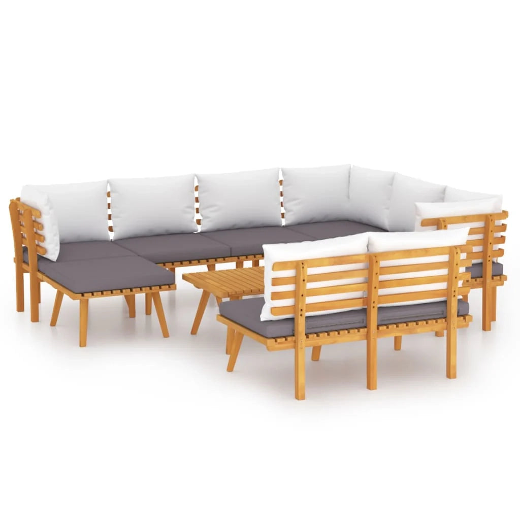 Set di mobili da giardino per esterni 9 pezzi con cuscini legno massello di acacia 02_0017910