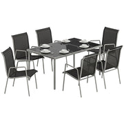 Set Giardino Tavolo con 6 Sedie ¨C zephmum ¨C Grigio 150x90cm