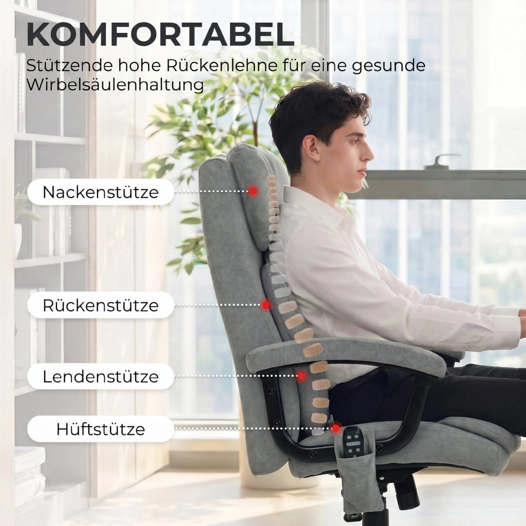 Sedia da ufficio massaggiante con schienale ergonomico ¨C zephmum ¨C Grigio