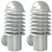 Set di 2 moderne lampade da parete per esterni da giardino 15 x 15 x 33,5 cm acciaio inox argento 02_0056568