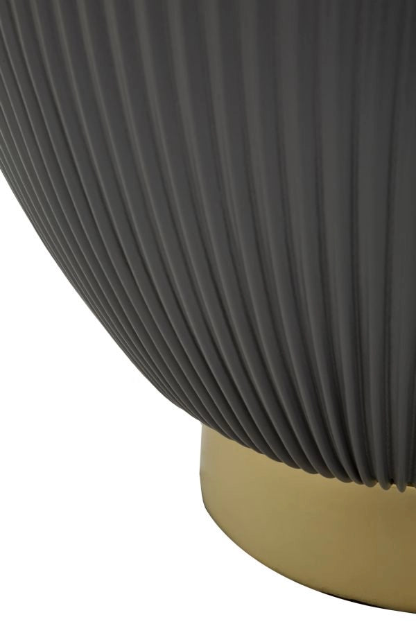 Tavolino da Caffè Elge Ø46x45 cm in Ferro e Ceramica e Poliestere Grigio e Oro e Bianco
