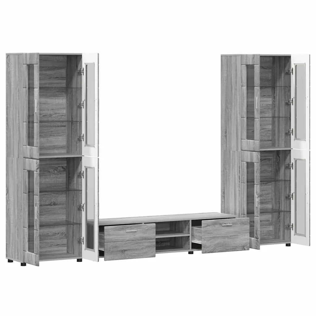 Set mobile TV con porta FLORIN Grigio Sonoma Legno multistrato