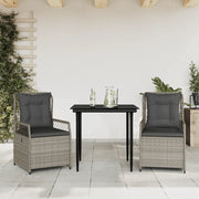 Set Pranzo da Giardino 3pz con Cuscini Grigio Chiaro Polyrattancod mxl 93208