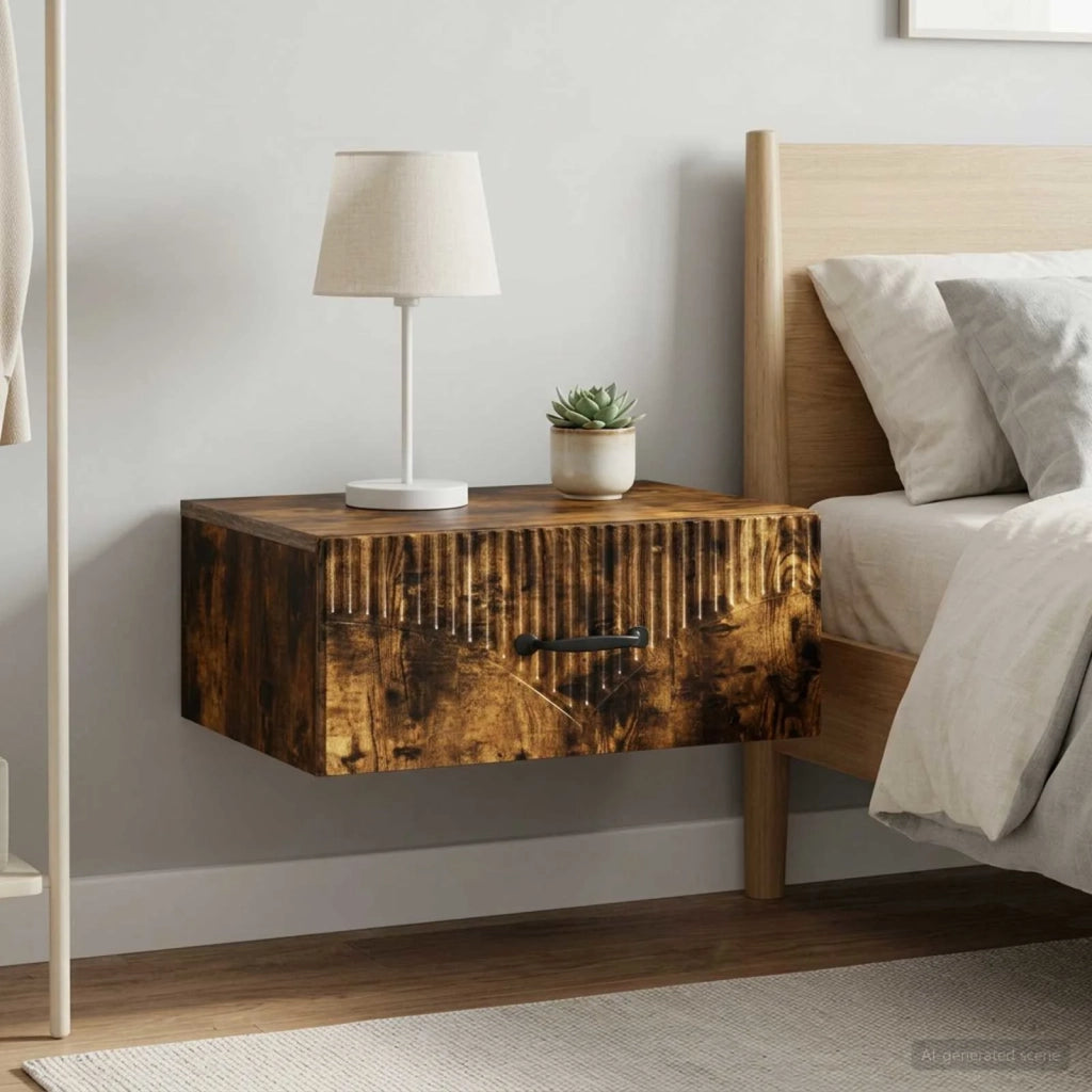 Mobiletto da notte a muro 2 pcs Rovere Fumo 49 x 34,5 x 20 cm 898966