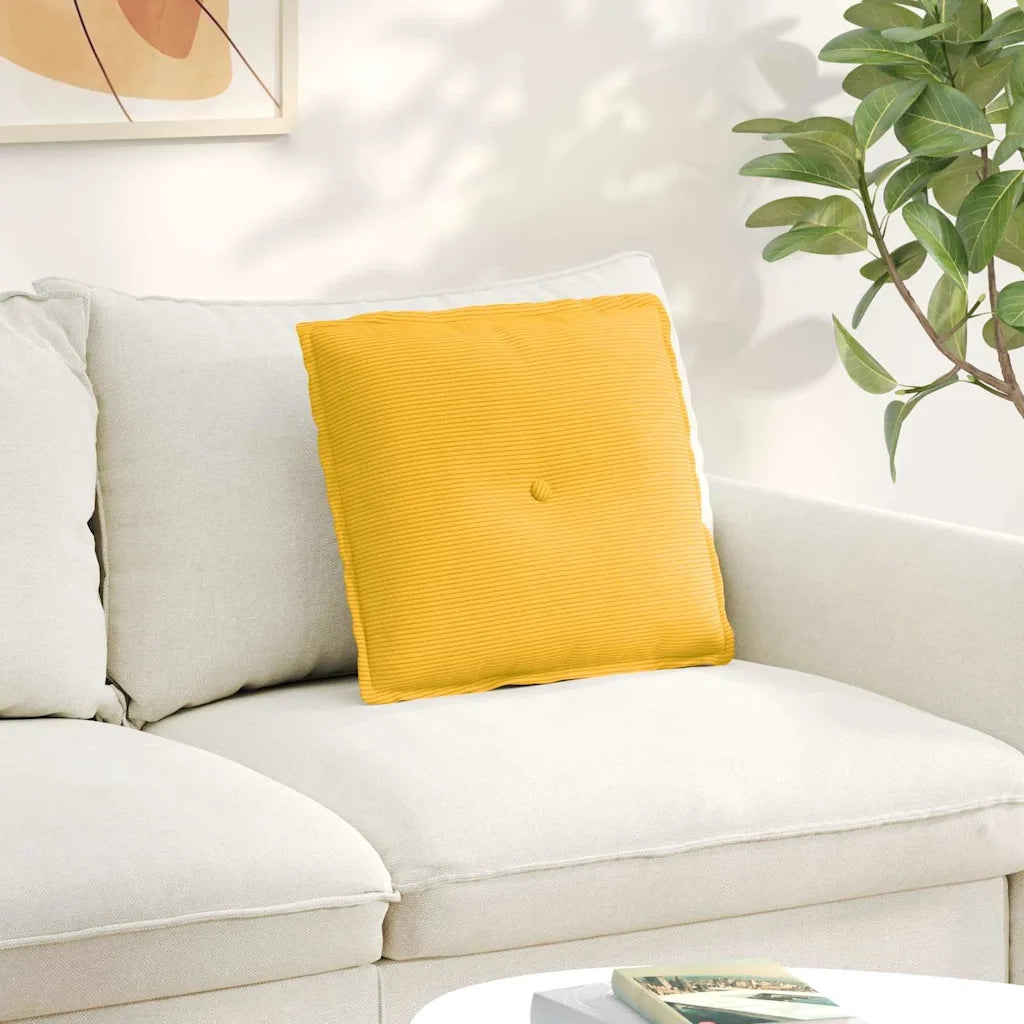 Cuscino per Schiena Giallo Chiaro 50 x 45 cm Tessuto in Cords