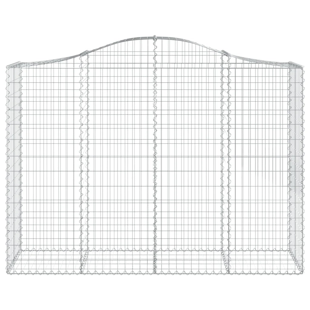 Cestini gabbioni recinzione a gabbia muro di contenimento ad arco 10 pezzi 200 x 50 x 140/160 cm ferro zincato argento 02_0040239