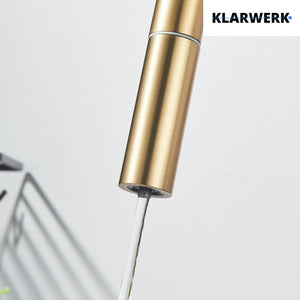 Jana | Rubinetto estensibile a 3 vie premium oro opaco | Rubinetto osmosi da cucina in acciaio inox |. Filtro 3 connessioni ad arco alto