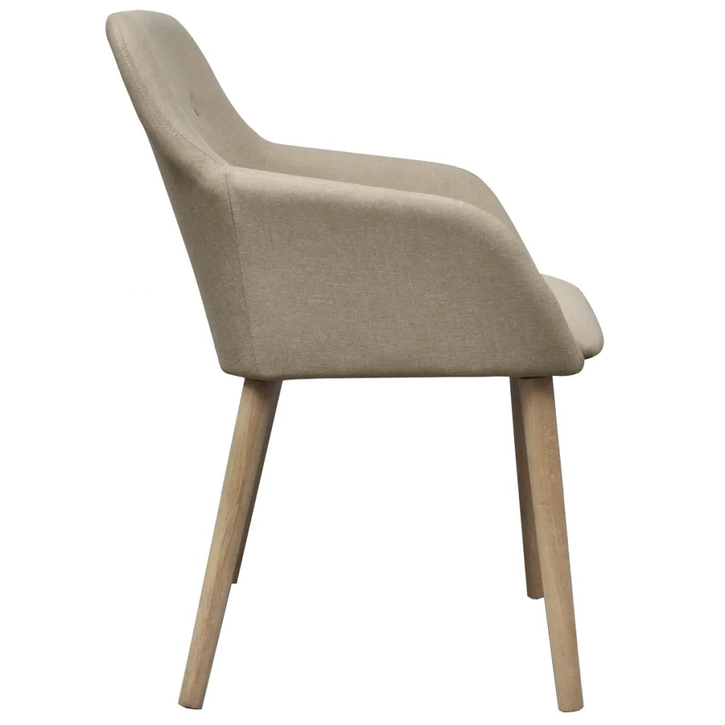 Sedie Pranzo 4 pz Beige in Tessuto e Legno Massello di Rovere 270570