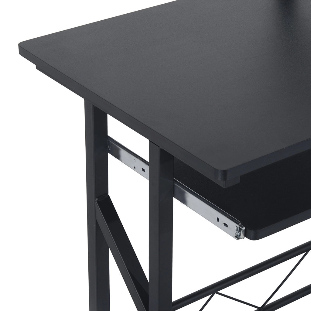 Scrivania per Computer con Cassetto e Tastiera ¨C Zephmum ¨C Nero 90x50x100 cm