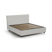 Letto matrimoniale Africa, Letto contenitore con rivestimento in ecopelle, Made in Italy, Apertura frontale, adatto per materasso cm 140x190, Bianco