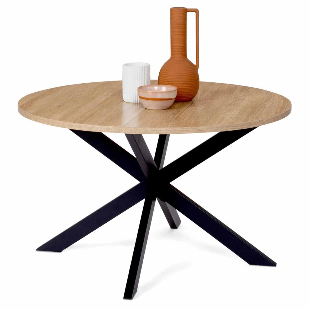 IDMarket - Tavolino rotondo ALIX con gamba a ragno, 70 cm, legno e nero