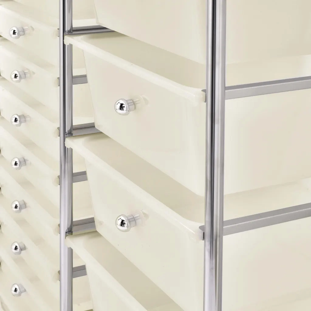 Carrello Portaoggetti XXL con 15 Cassetti Bianco in Plastica 320408