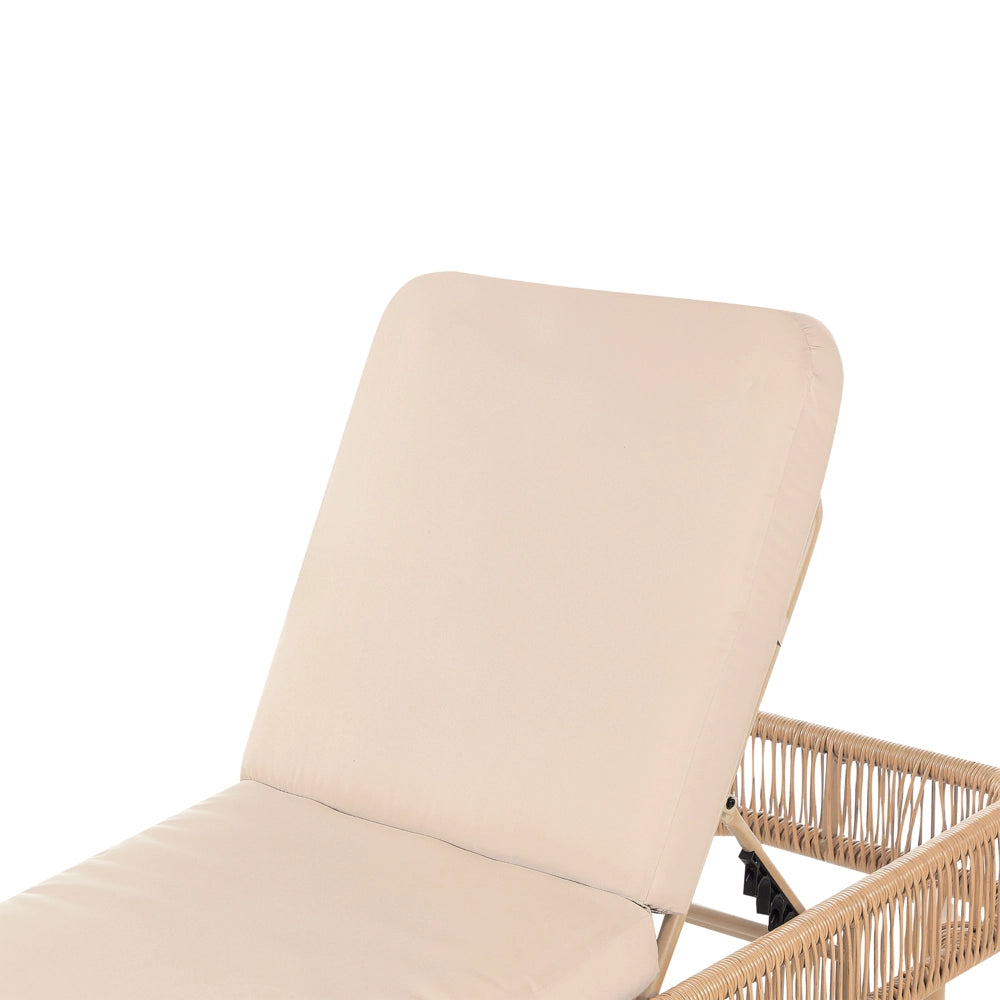 Lettino da giardino per esterni Naturale e Beige PE Rattan Alluminio Tessuto Poliestere Cuscino regolabile Schienale reclinabile