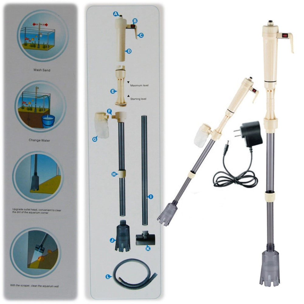 Trade Shop - Aspirarifiuti Sporcizia Manutenzione Pulizia Fondo Svuota Acquario Elettrico -