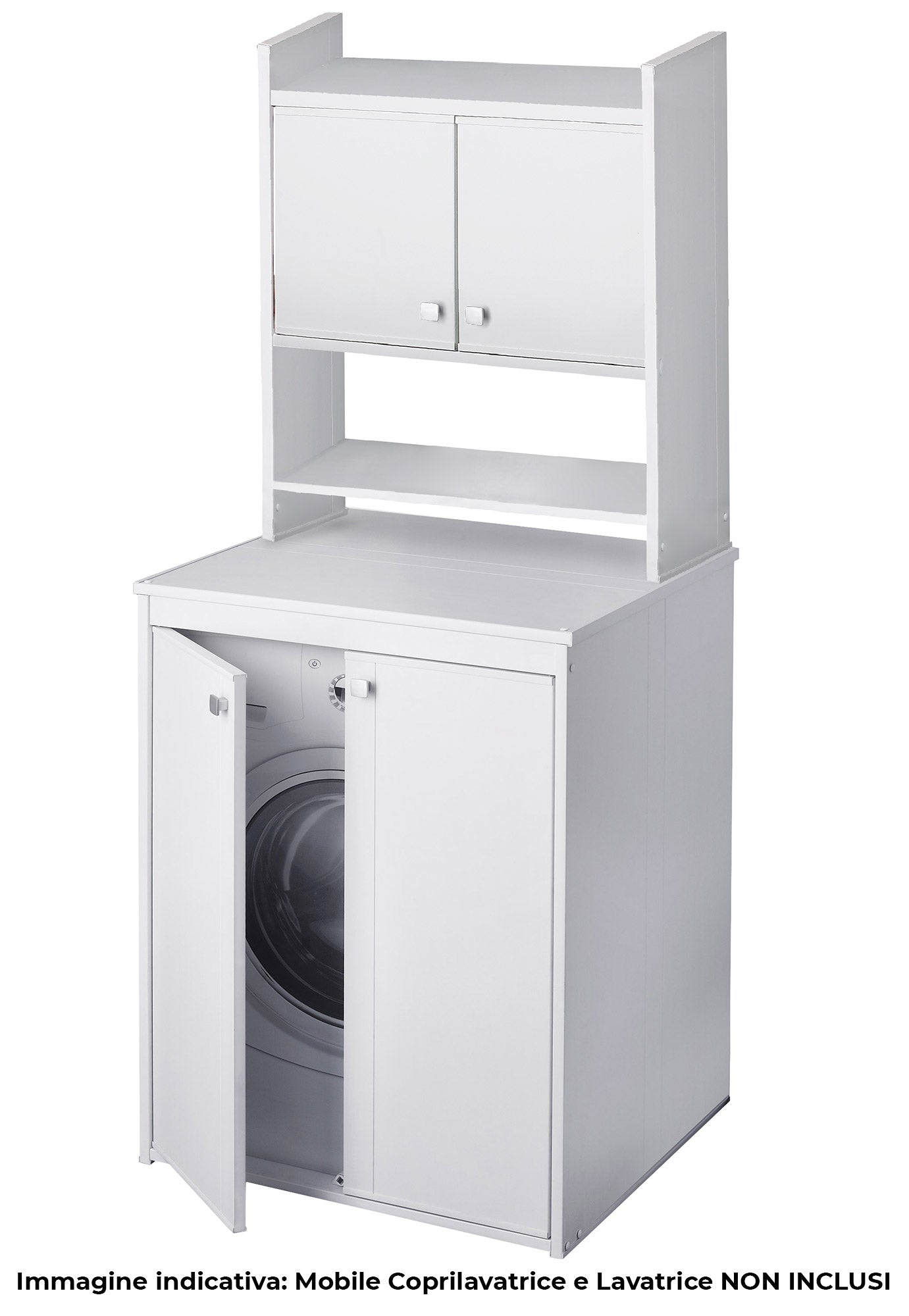 Scaffale Sopra Lavatrice da Appoggio Salvaspazio 65x79x26,5 cm in PVC Bianco