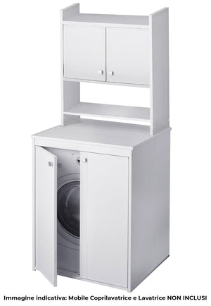 Scaffale Sopra Lavatrice da Appoggio Salvaspazio 65x79x26,5 cm in PVC Bianco