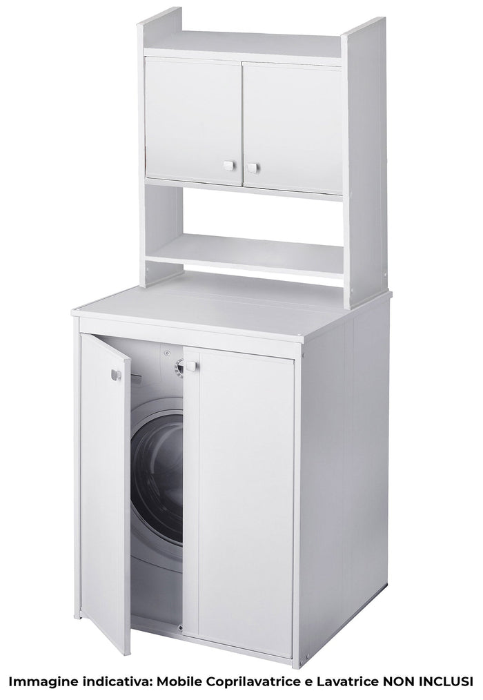 Scaffale Sopra Lavatrice da Appoggio Salvaspazio 65x79x26,5 cm in PVC Bianco