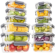 24 contenitori in vetro per conservazione, set di contenitori per magazzino per alimenti, contenitori per meal prep, contenitori a chiusura ermetica per cucina