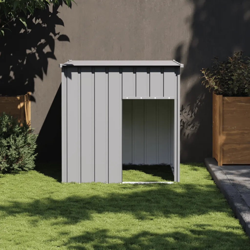 Cuccia per cani con tetto grigio chiaro 110x103x109 cm in acciaio zincato 172356