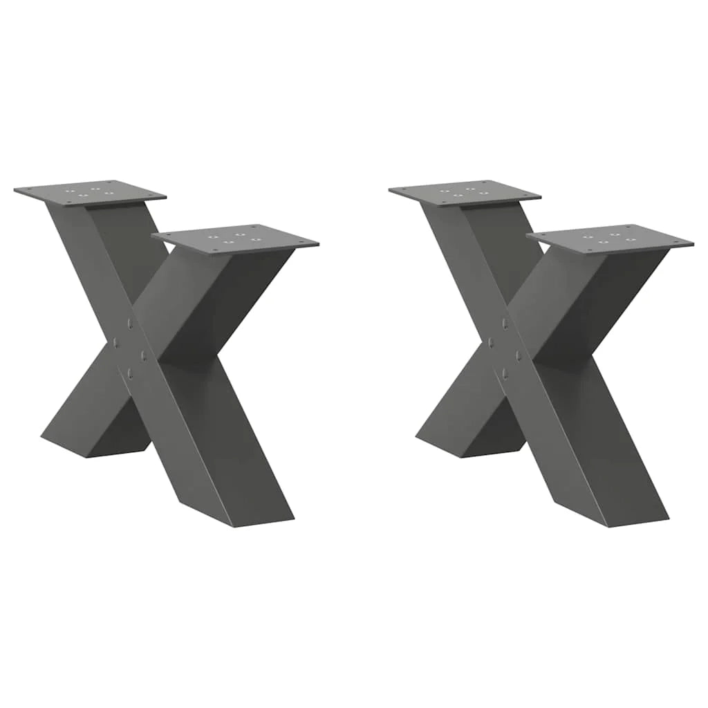 Set di 2 gambe per tavolino da caffè robuste e moderne a forma di X 50 x 30 cm in acciaio antracite 02_0057210