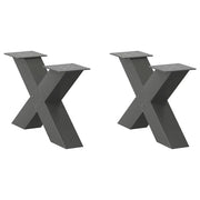 Set di 2 gambe per tavolino da caffè robuste e moderne a forma di X 50 x 30 cm in acciaio antracite 02_0057210