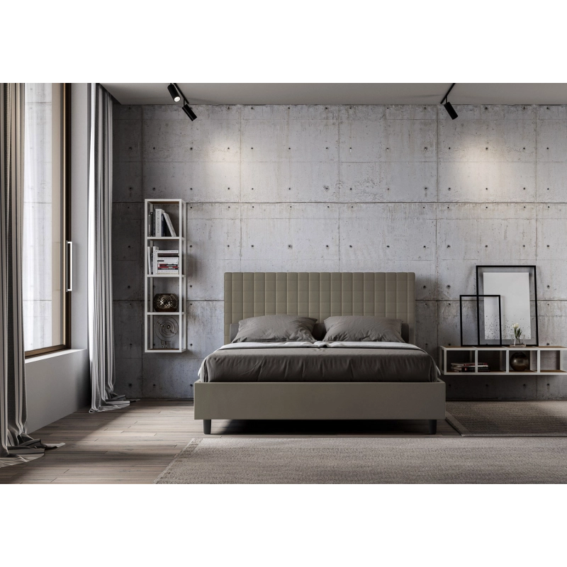 Letto imbottito Matrimoniale 160x190 cm Sunny - Similpelle,Cappuccino,Contenitore