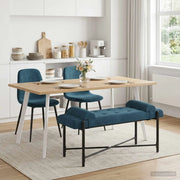 Panchina con bottoni e cuscini Blu 110 x 40 x 46 cm Velluto 42038394