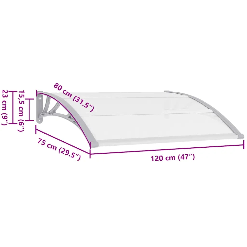 Pensilina per Porta Grigia e Trasparente 120x75 cm in PC CFW6657967