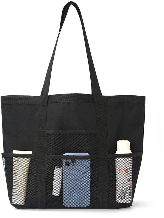 Borsa da spiaggia XXL con chiusura a cerniera - Borsa da bagno opaca - Borsa da spiaggia - Borsa da shopping - 46 x 33 x 13 cm