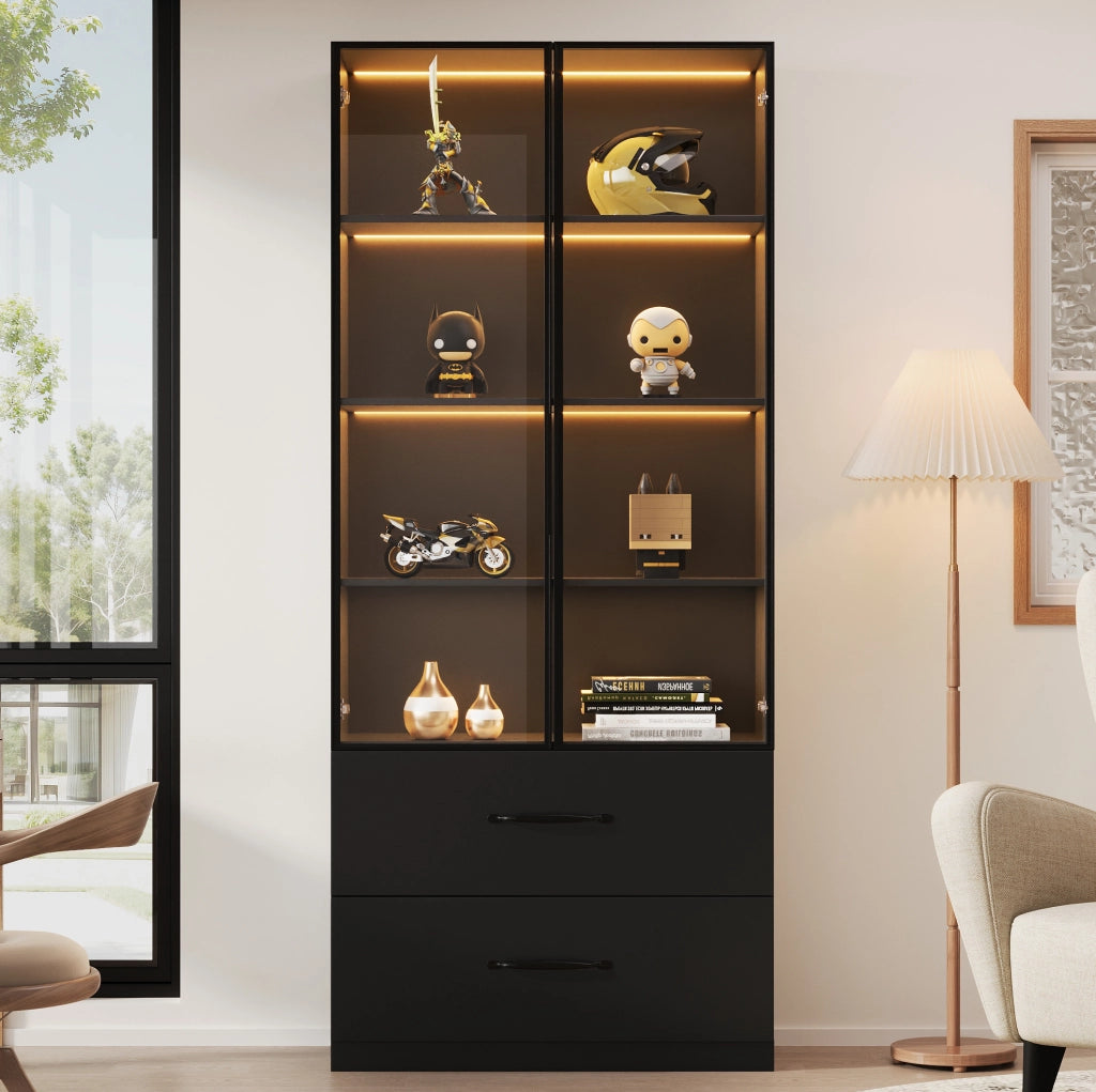 Vetrina LED multicolore 60x40x160 cm con 2 cassetti