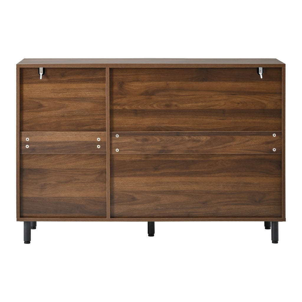 Mobile Scarpiera 2 in 1 Credenza Noce 120 cm con 3 Ante e Ripiani Regolabili