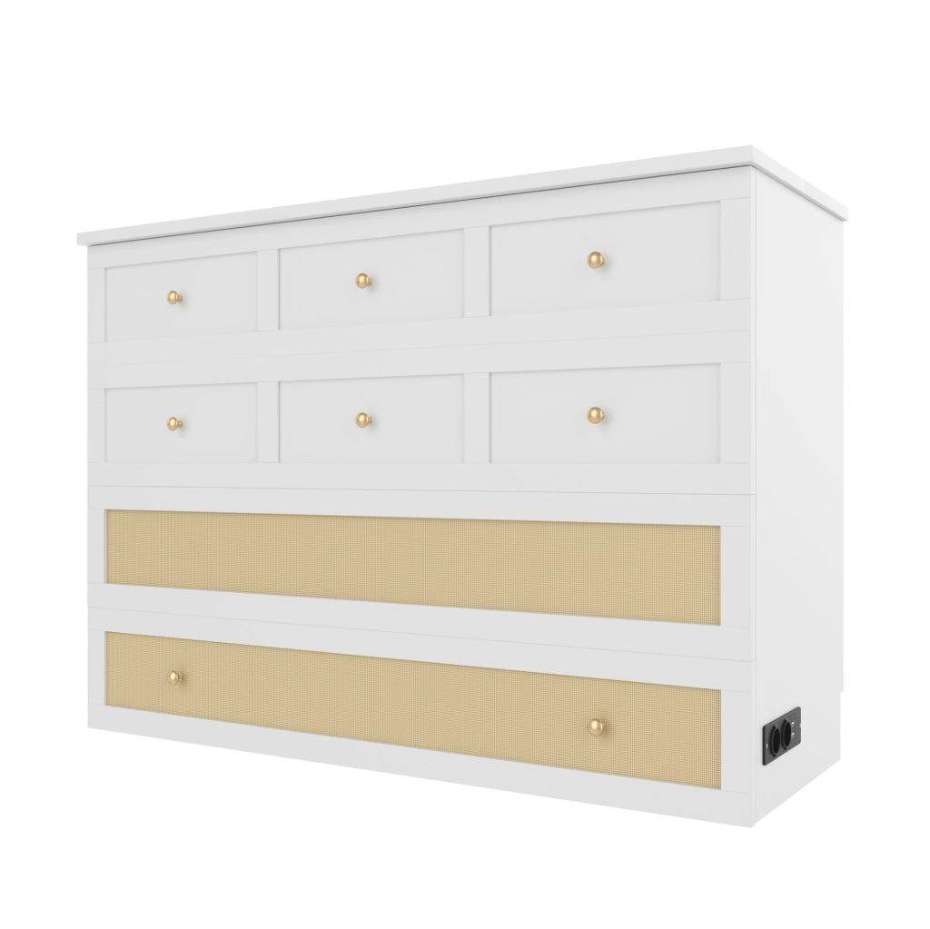 LETTO Convertibile 140x200 cm MDF Bianco con USB e presa