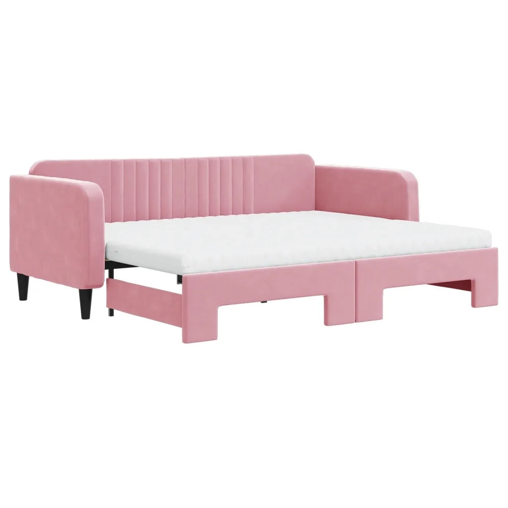 Divano Letto Estraibile con Materassi Rosa 90x200 cm Velluto 3197090