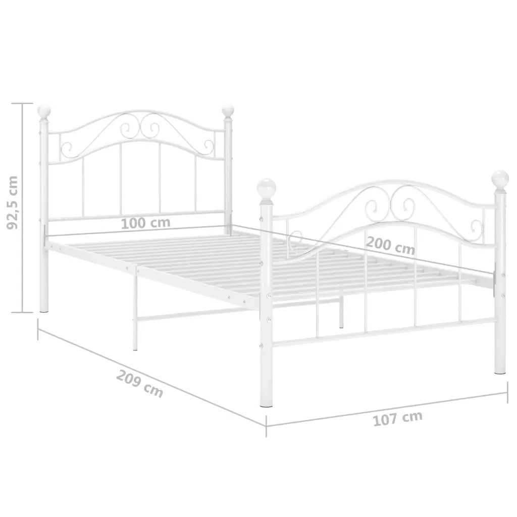 Giroletto-Struttura Letto Bianco in Metallo 100x200 cm 781396
