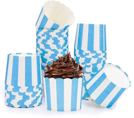 Set di muffin per 50 pezzi - Riscaldabile fino a 200 °C - Materiale naturale e sicuro per alimenti - Forme a cupcake - Dimensioni 6,9 cm/6 cm/5,4 cm