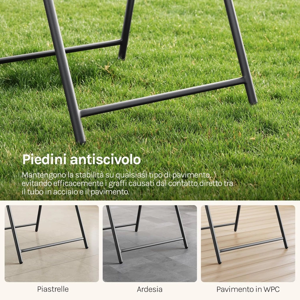 Set di Mobili da Esterno 3 Pezzi, Tavolo con 2 Sedie Pieghevoli, Struttura in Metallo, Resistente alle Intemperie, per Giardino, Terrazza e Balcone, Nero