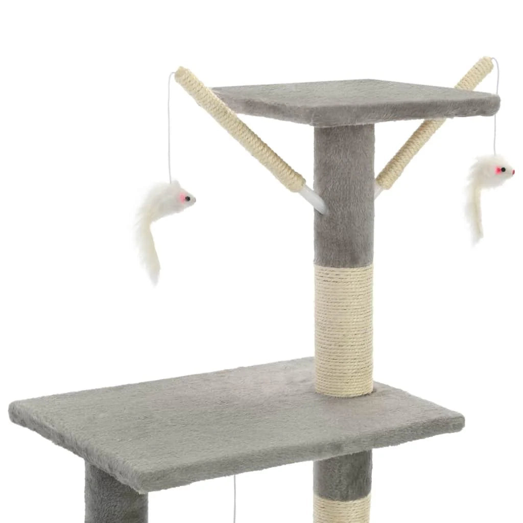 Tiragraffi albero per gatti cuccia per gatti giocattolo peluche sisal 138 cm grigio 3702036