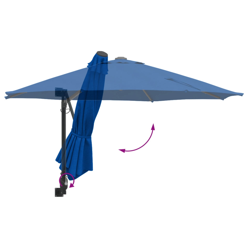 Ombrello da Patio Blu azzurro Poliestere Grande Inclinabile