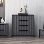 Cassettiera 4 cassetti incassati Kale antracite effetto cannettato 72x42x77H