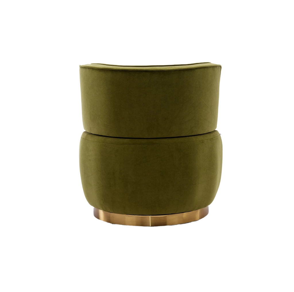 Sedia girevole 360° in velluto verde oliva con schienale ergonomico e cuscino imbottito