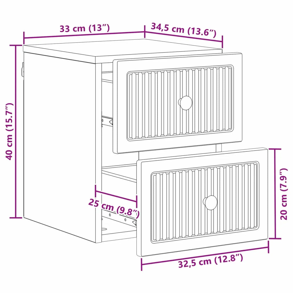 Mobiletto da notte a muro con cassetto Nero 33 x 34,5 x 40 cm 897957