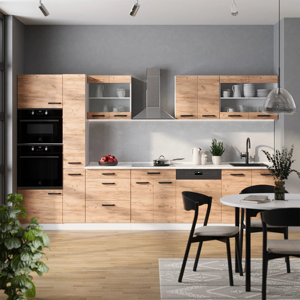 Vicco Cucina componibile Quercia dorata/bianco 350 cm senza piano di lavoro