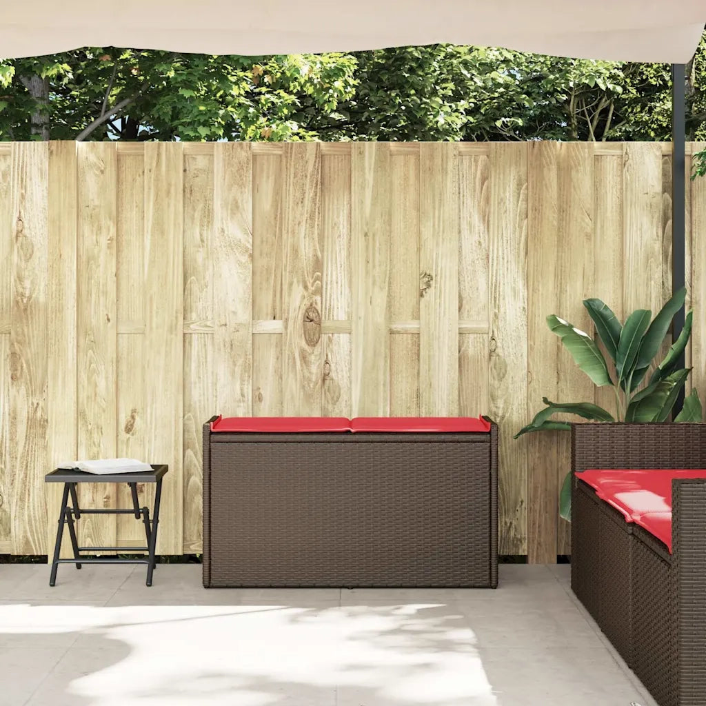 Cassapanca da Esterno con Cuscino Marrone 100 cm in Polyrattan 4104066